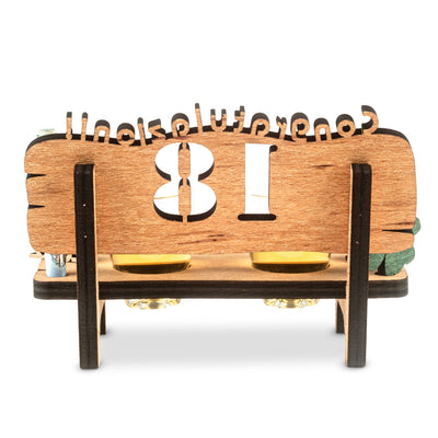 Liquor bench with year number, wooden laurel wreath with number engraving, gift for the 50th