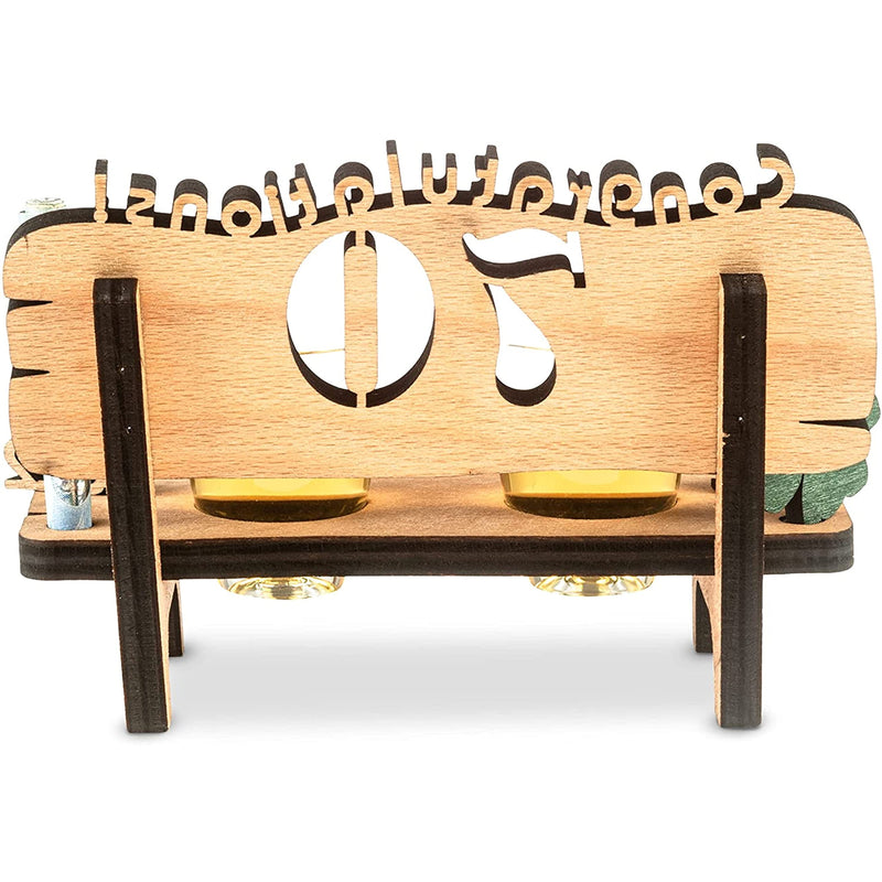 Liquor bench with year number, wooden laurel wreath with number engraving, gift for the 50th