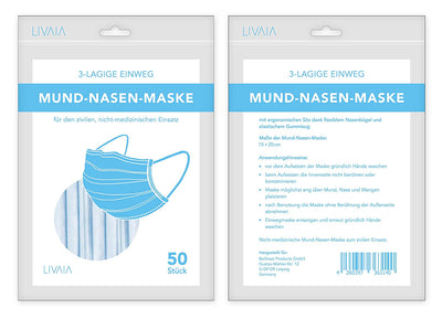 LIVAIA 50 PIECES MOUTH AND NOSE MASK