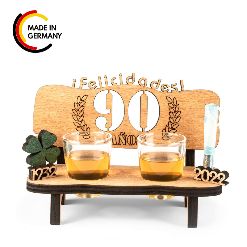 Liquor bench with year number, wooden laurel wreath with number engraving, gift for the 50th