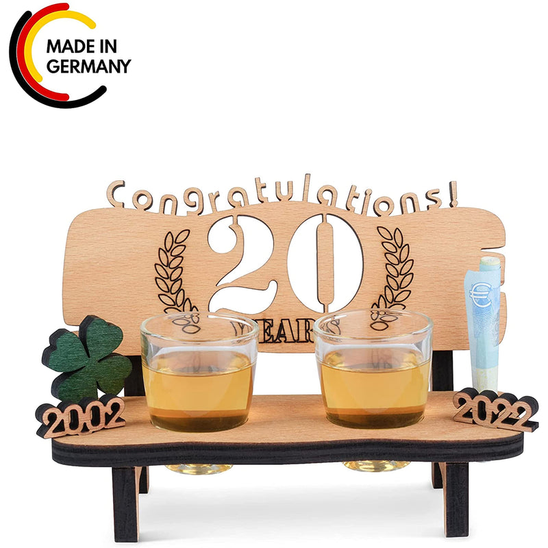 Liquor bench with year number, wooden laurel wreath with number engraving, gift for the 50th