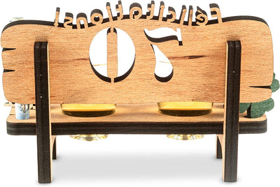 Liquor bench with year number, wooden laurel wreath with number engraving, gift for the 50th