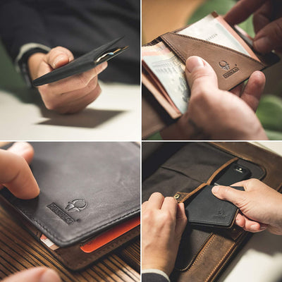 Madrid Wallet with Coin Compartment Leather Men's Mini Wallet Flat with RFID