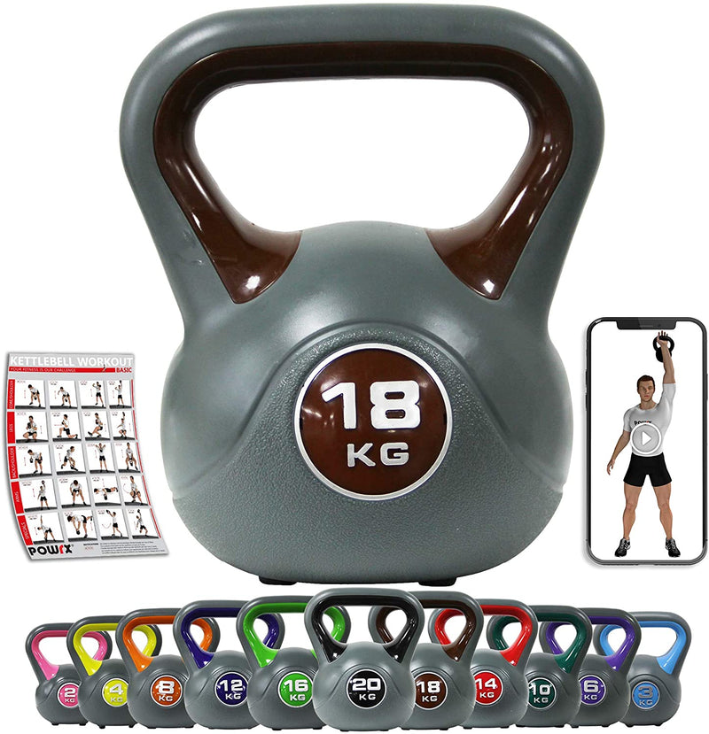 Kettlebell plastic 220 kg including workout I kettlebell in various colors