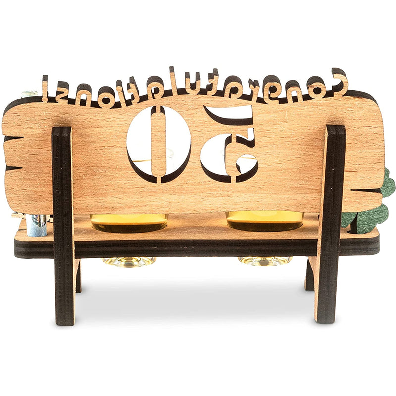 Liquor bench with year number, wooden laurel wreath with number engraving, gift for the 50th