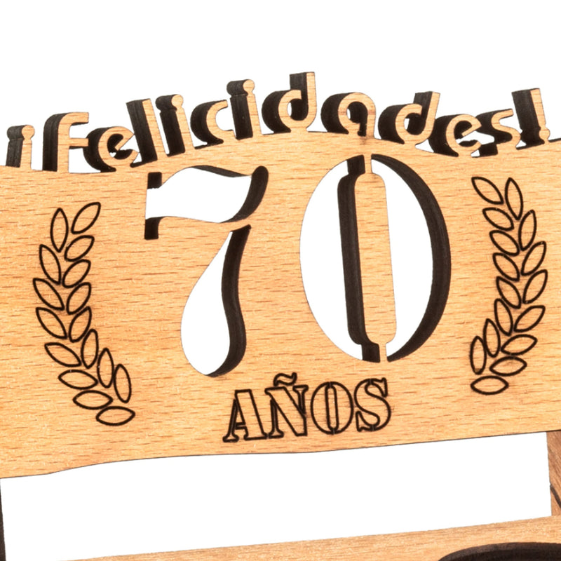 Liquor bench with year number, wooden laurel wreath with number engraving, gift for the 50th