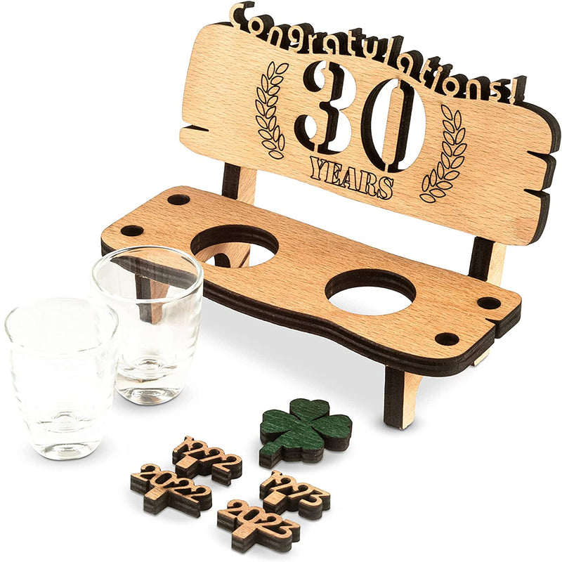 Liquor bench with year number, wooden laurel wreath with number engraving, gift for the 50th