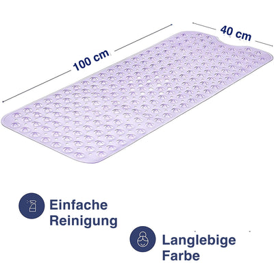 Non-Slip Extra Long Bath Mat With Suction Cups 100x40cm/40x16in