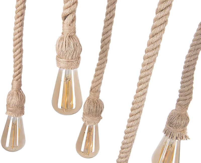 CROWN LED VINTAGE BAMBOO LAMP WITH HEMP ROPES E27