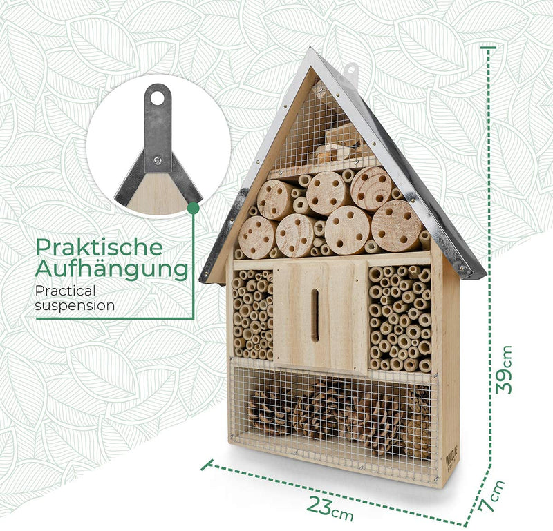 I Large insect hotel, natural and weatherproof insect house