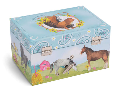 Music box jewelry box for girls with rotating unicorn rainbow