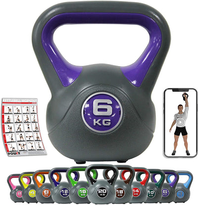 Kettlebell plastic 220 kg including workout I kettlebell in various colors