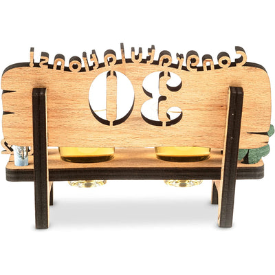 Liquor bench with year number, wooden laurel wreath with number engraving, gift for the 50th