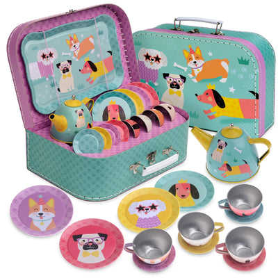 Children's play tin tea set carrying bag children's tableware play kitchen 15