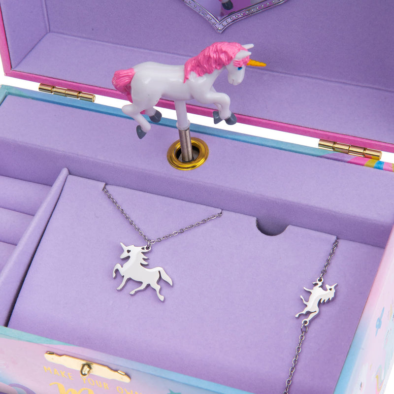 Unicorn Music Box Jewelry Set for Little Girls 3 Unicorn Gifts for Girls