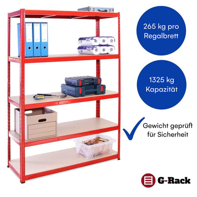 Grack garage shelf hammer included 180 cm x 90 cm x 45 cm 5 levels