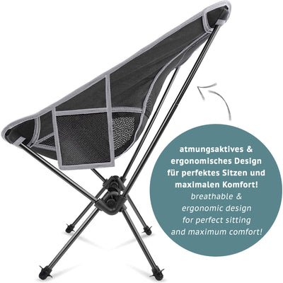 Camping chair made of robust 600d polyester and aluminum, lightweight and foldable