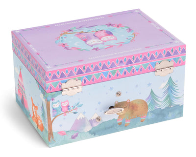 Music box jewelry box for girls with rotating unicorn rainbow