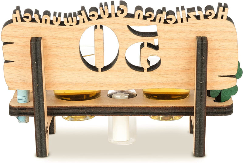 Liquor bench with year number, wooden laurel wreath with number engraving, gift for the 50th