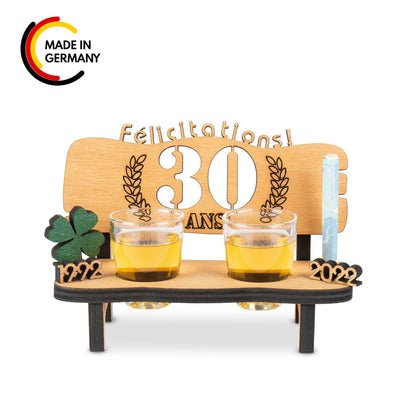 Liquor bench with year number, wooden laurel wreath with number engraving, gift for the 50th