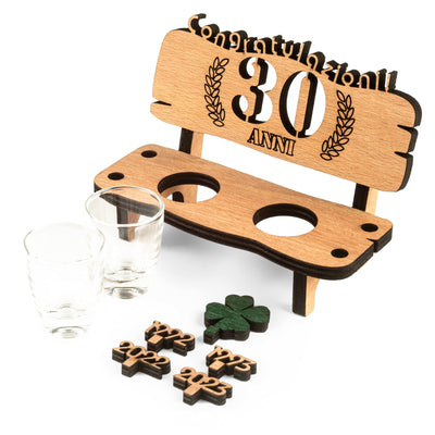 Liquor bench with year number, wooden laurel wreath with number engraving, gift for the 50th