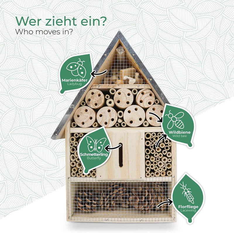 I Large insect hotel, natural and weatherproof insect house