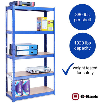 Grack Heavy Duty Shelf1 Blue Storage Shelf 5 Compartments For Basement Workshop