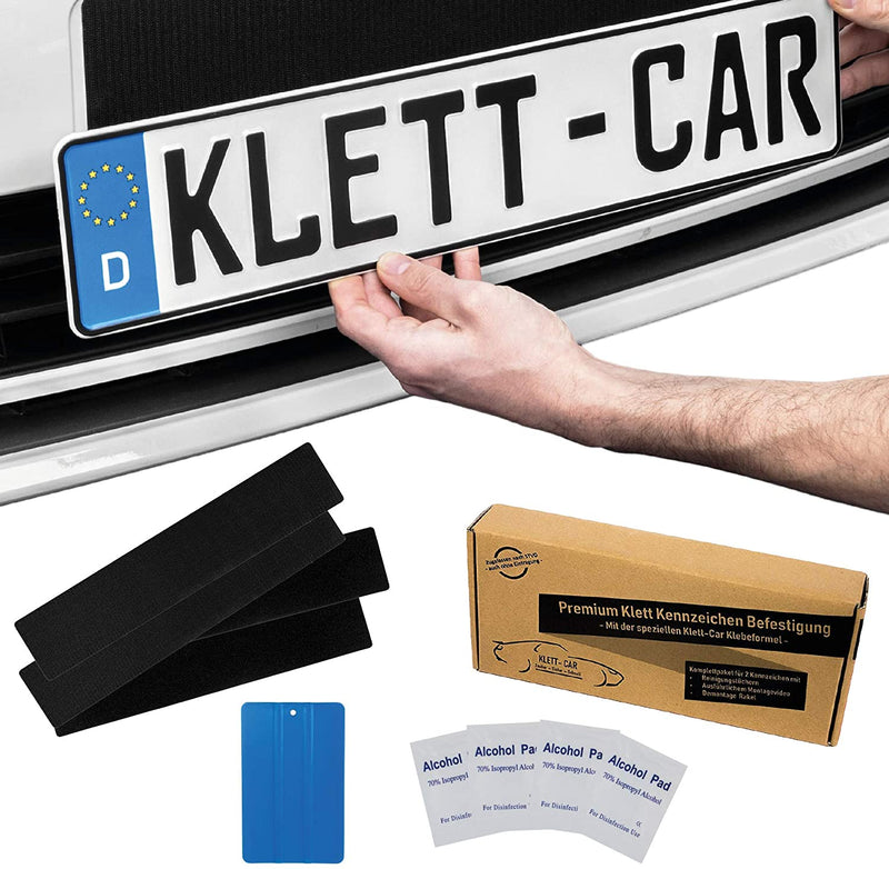 KLETT-CAR 2 X ® CAR AND MOTORCYCLE LICENSE PLATE HOLDER SET FRAMELESS