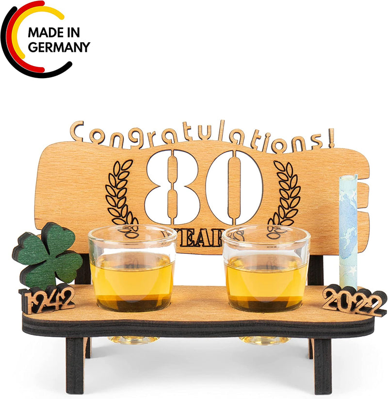 Liquor bench with year number, wooden laurel wreath with number engraving, gift for the 50th