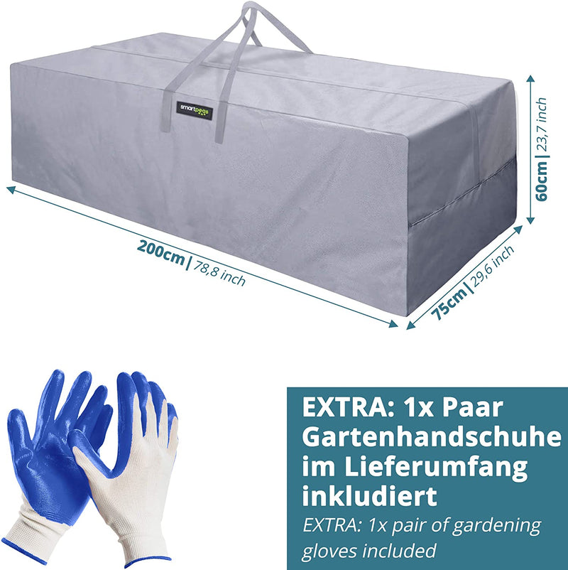 Storage bag for garden cushions garden cushions 200x75x60cm protective cover