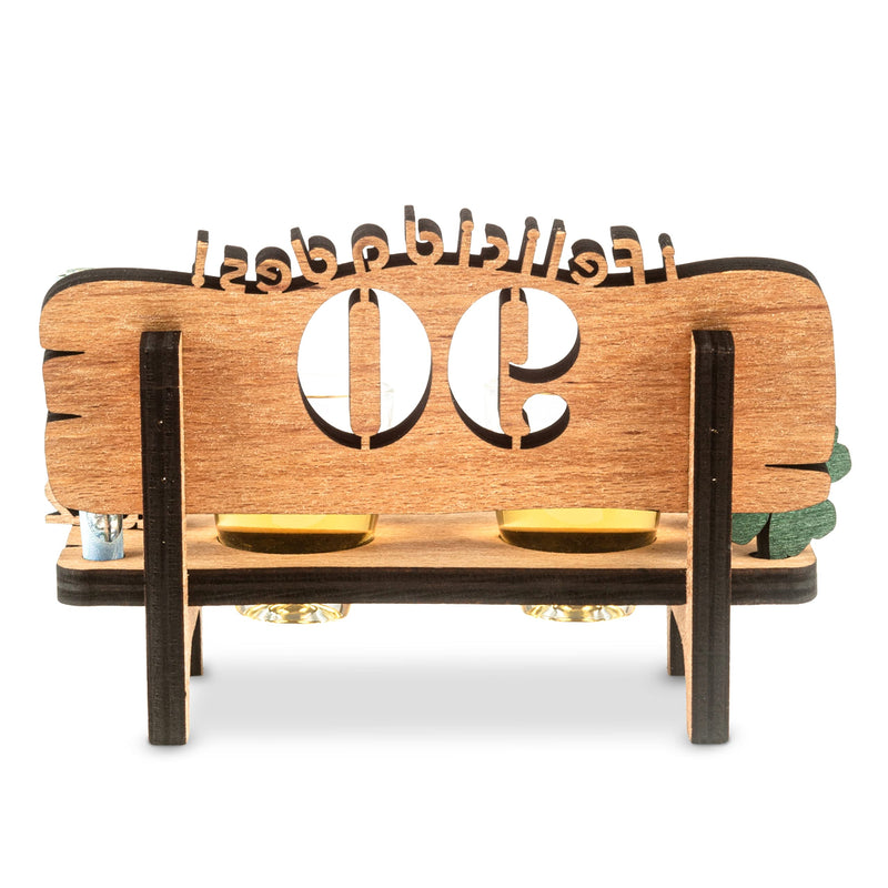 Liquor bench with year number, wooden laurel wreath with number engraving, gift for the 50th