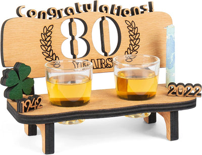 Liquor bench with year number, wooden laurel wreath with number engraving, gift for the 50th