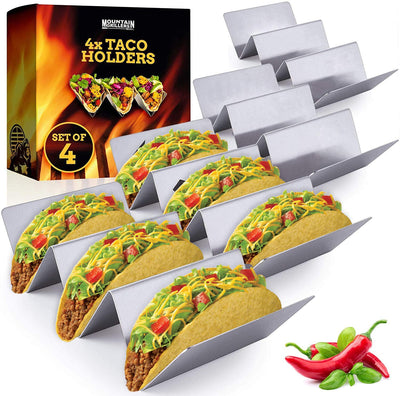 MOUNTAIN GRILLERS TACO HOLDER FOR TACO FRIDAY - DOUBLE-SIDED HOT DOG HOLDER - GRILLED SAUSAGE HOLDER MAKE PREPARATION CHILD'S PLAY - NO MORE MESS - STAINLESS STEEL