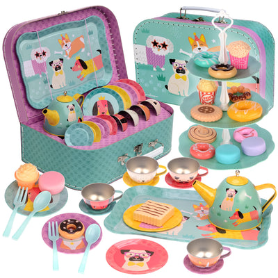 Children's play tin tea set carrying bag children's tableware play kitchen 15