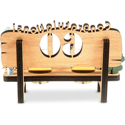 Liquor bench with year number, wooden laurel wreath with number engraving, gift for the 50th