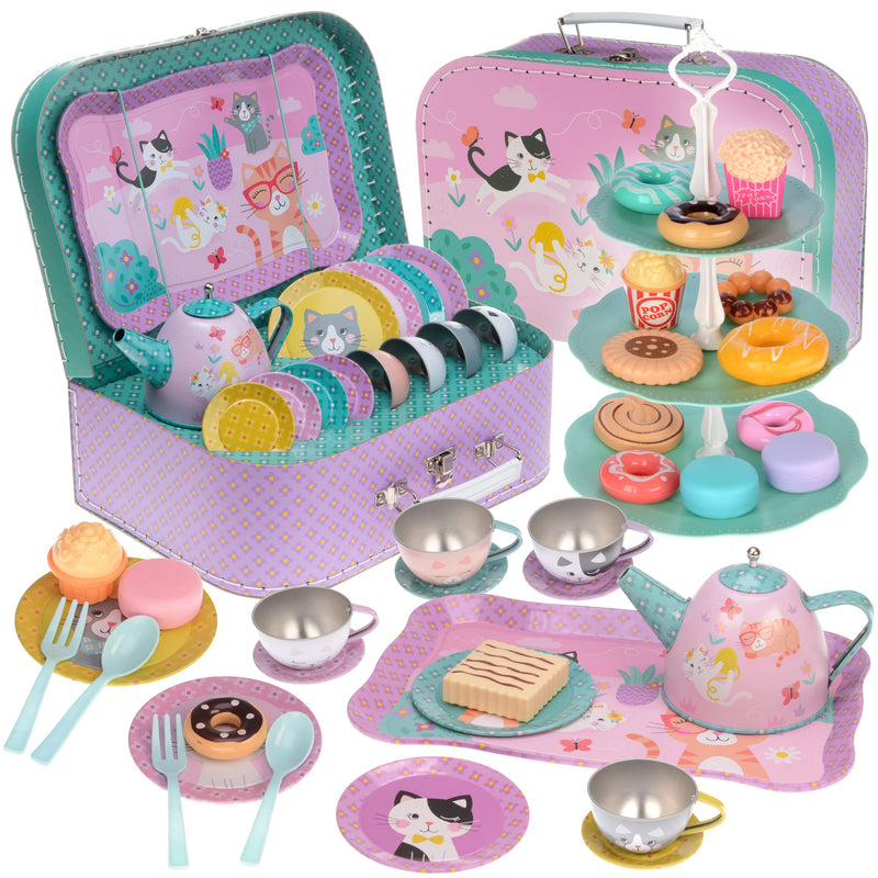 42-piece tea service set for young girls tin tea set children