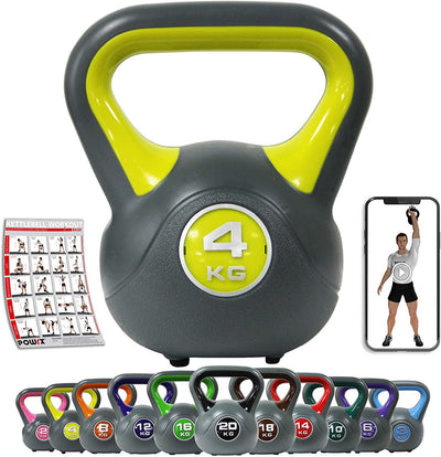 Kettlebell plastic 220 kg including workout I kettlebell in various colors