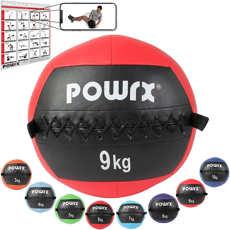 POWRX WALL-BALL WEIGHT BALL MEDICINE BALL DELUXE PROFESSIONAL 2-10 KG