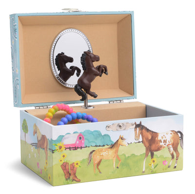 Music box jewelry box for girls with rotating unicorn rainbow