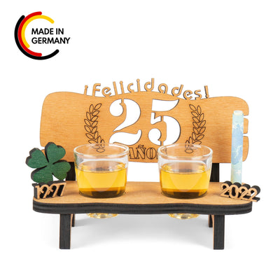 Liquor bench with year number, wooden laurel wreath with number engraving, gift for the 50th