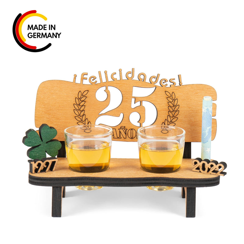 Liquor bench with year number, wooden laurel wreath with number engraving, gift for the 50th