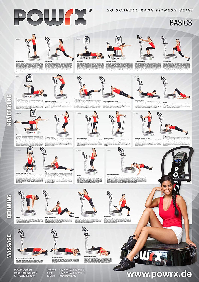 POWRX VIBRATION TRAINING EXERCISE POSTER DIN A1 BASICS VIBRATION PLATE