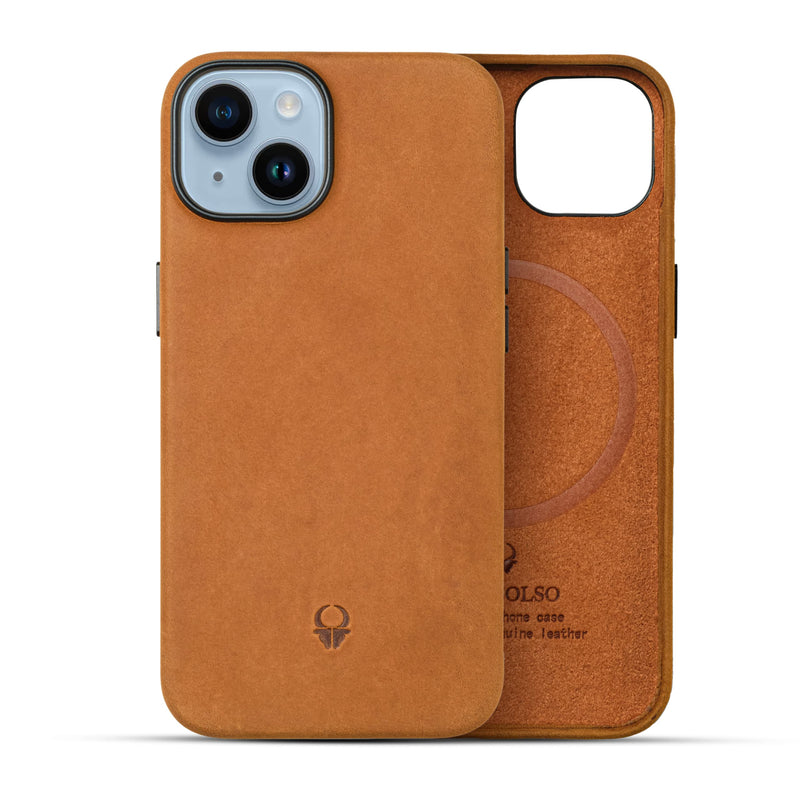 Genuine Leather Case for iPhone 13 Pro Max Built-in Magnets for Mag Safe Charging