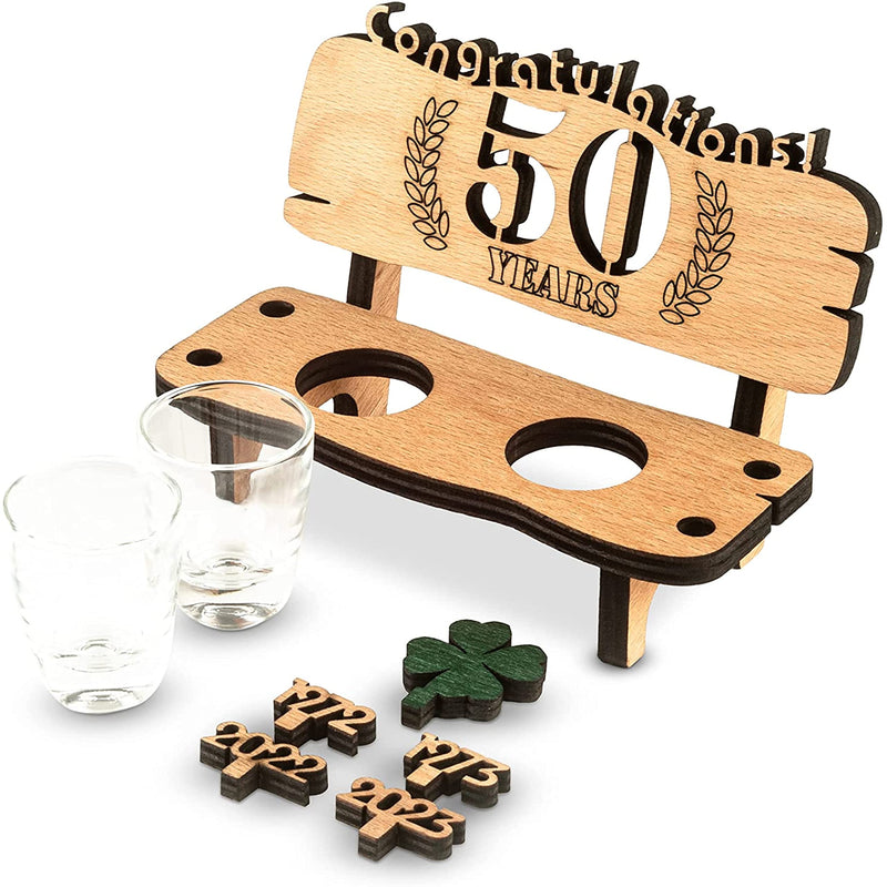 Liquor bench with year number, wooden laurel wreath with number engraving, gift for the 50th