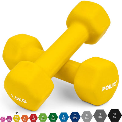 Hexagonal neoprene dumbbells 2 x 2 kg (pair) including workout I 05 10 kg I weights