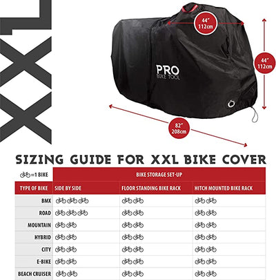 PRO BIKE TOOL LOCKABLE BICYCLE COVER XXL - PROTECTIVE COVER FOR ALL WEATHER CONDITIONS. TEAR-RESISTANT