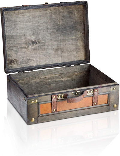 BRYNNBERG LOCKABLE TREASURE CHEST 38X27X14CM - ANTIQUE DECORATIVE CASE