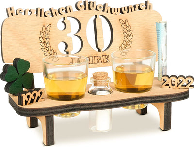 Liquor bench with year number, wooden laurel wreath with number engraving, gift for the 50th