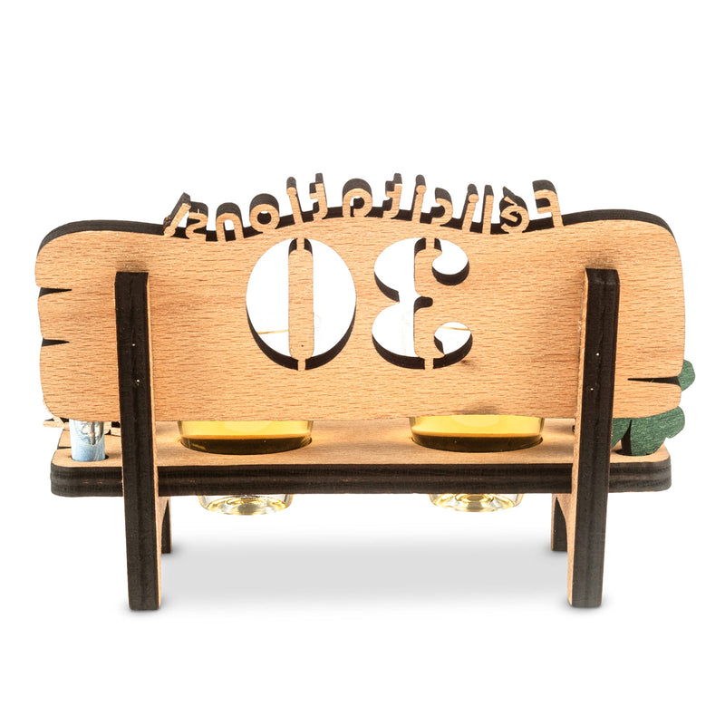 Liquor bench with year number, wooden laurel wreath with number engraving, gift for the 50th