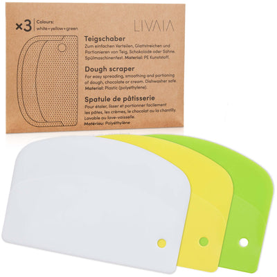 LIVAIA DOUGH SCRAPER SET: 3X DOUGH SCRAPER CARD FOR BAKING -